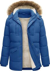 Geaca albastra Iarna Barbati Heekpek Parka Lunga Impermeabila cu Gluga Detasabila si Captuseala Fleece L