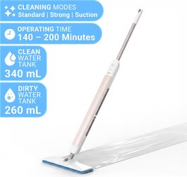 Mop electric fără fir iHunt BRO CleanWave EM1, Curățare cu schimb automat al apei, Rezervor apa curata 340ml și murdara 260ml, Baterie 2600mAh, Încărcare USB, Silențios 50dB, Alb