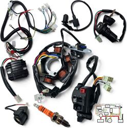 Instalatie Electrica Completa Scuter si ATV 4T GY6 50cc 80cc 125cc 150cc Stator 6 Bobine CDI Contact Relai First Bike SYM Peugeot Romet Zipp Quad
