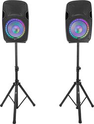 Set boxe 2x12"/30cm 2x250W RMS 1 activ + 1 pasiv USB/SD/BT/FM