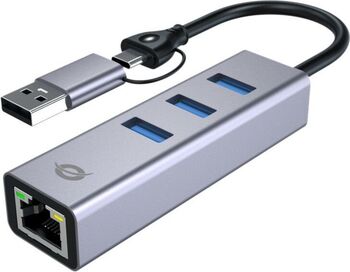 Adaptor rețea USB-C la Gigabit Conceptronic ABBY25G cu hub USB cu 3 porturi 1xLAN 3xUSB-A