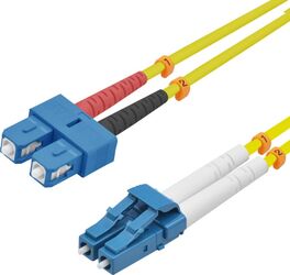 Cablu fibră optica helos LWL Patchkabel OS2 Duplex 3,0mm LC-SC 9/125Micro m, Galben, 3m, LSZH