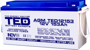 Acumulator stationar VRLA AGM 12V 153Ah Terminal M8 F11 T11 TED Electric etans UPS Back-up 