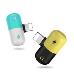 Adaptor 2in 1 iPhone Splitter iPad Telefon Casti si Charger Negru 