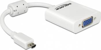 Adaptor Delock 65347 HDMI-micro D male la VGA female Alb 