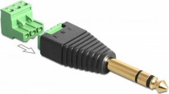 Adaptor Delock audio stereo jack T 6.35mm la Terminal Bloc 3pini 