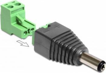 Adaptor Delock DC 2.1x5.5mm Tata la Bloc Terminal 2 pini 2 parti 