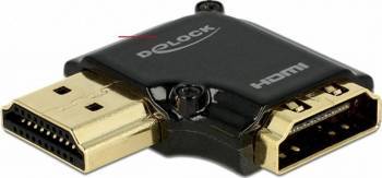Adaptor Delock HDMI-A T-M unghi 90 grade stanga 4K carcasa metalica 