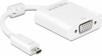 Adaptor Delock micro-D HDMI la VGA cu Audio T-M Alb 