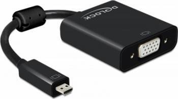 Adaptor Delock micro HDMI-D la VGA cu Audio T-M Negru 