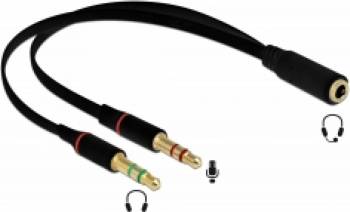 Adaptor Delock Stereo 3,5 mm 4 pini - 2 x Stereo 3,5 mm 3 pini Female - Male 