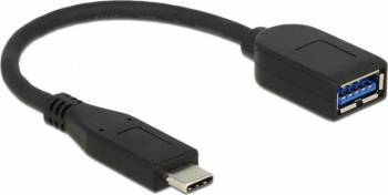 Adaptor Delock SuperSpeed USB 3.1 tip C (host) la USB-A (device) T-M 10cm coaxial premium Negru 