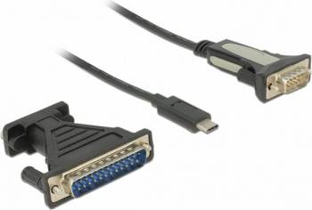 Adaptor Delock USB-C la Serial RS232 DB9 + adaptor DB25 FTDI 