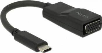 Adaptor Delock USB tip C la VGA (DP Alt Mode) T-M Negru 