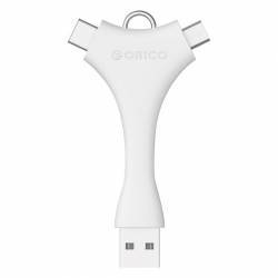 Adaptor Orico 1x USB 2.0 T - 1x microUSB 2.0 T 1x USB tip C T Alb 