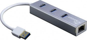 Adaptor Retea LAN ARGUS IT-310-S plus Hub USB 3 porturi USB 3.0 + RJ-45 Argintiu