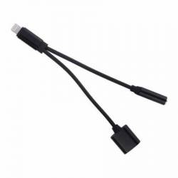 Adaptor 2in1 iPhone iPad 3 5 mm jack Lighthing casti si charger negru BBL044 