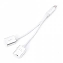 Adaptor 2in1 iPhone iPad Lightning casti si charger splitter argintiu BBL155 