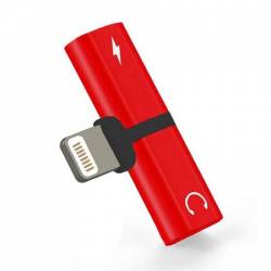 Adaptor 2in1 iPhone iPad Lightning casti si charger Splitter Rosu BBL555 