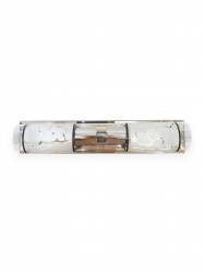 Aplica oglinda 2 e27 pentru perete schelet inox cu oglinda abajur alb cu transparent 