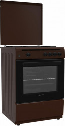 Aragaz Gaz Heinner HFSC-V60BRW 4 arzatoare Gaz Aprindere electrica Dispozitiv de siguranta plita si cuptor Duze GPL incluse 60 cm Maro 