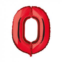Balon folie cifra 0 rosu metalizat inaltime 35 cm pentru aniversare 