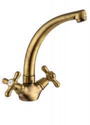 Baterie bucatarie Pyramis DECO Bronz dubla comanda robineti rotativi finisaj antichizat 
