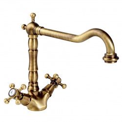 Baterie bucatarie Pyramis Smartline MAYFAIR Bronz dubla comanda robineti rotativi finisaj antichizat 