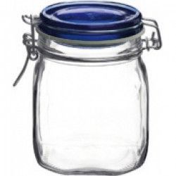 Borcan sticla cu inchidere ermetica 750ml BORMIOLI FIDO albastru 