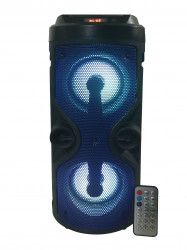 Boxa portabila cu Bluetooth 12W AUX-in Radio FM Cititor USB Card TF Lumini LED DJ Telecomanda Albastru 