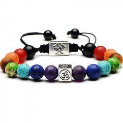 Bratara Buddha Charm Gemstome din Piatra de Roca Vulcania si Pietre Semipretioase + Cadou Portofel Negru 