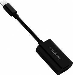 Cablu Adaptor Lightning la Dual Port Lightning Mcdodo Black 12 cm audio + incarcare 