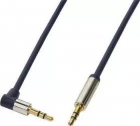 Cablu audio stereo LogiLink 3.5mm T-T 90 grade 1m Albastru
