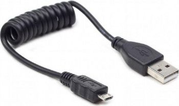 Cablu de date Gembird CC-MUSB2C-AMBM-0.6M Micro USB-B la USB 2.0 spiralat 0.6 m Negru 