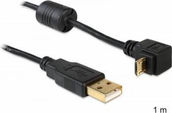 Cablu Delock 83148 micro USB T Tip B 5 pini - USB T Tip A Unghi 90 1m 