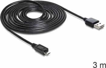 Cablu Delock EASY-USB 2.0-A la micro-B T-T 3m Negru 