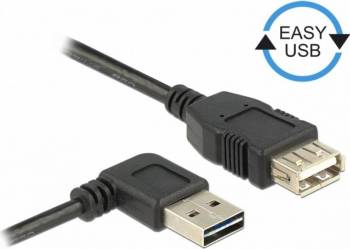 Cablu Delock Easy USB 2.0 T-M unghi stanga-dreapta 3m Negru