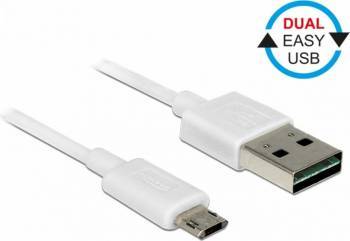 Cablu Delock EASY-USB 2.0 tip A la EASY-USB 2.0 tip Micro-B T-T 0.2m Alb