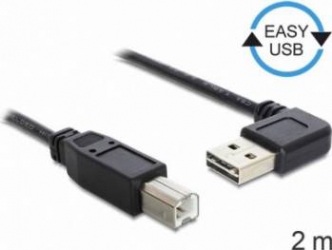 Cablu Delock EASY-USB 2.0 tip A la USB 2.0 tip B T-T, unghi, 2m 