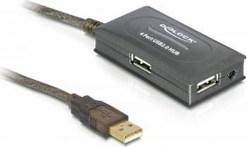 Cablu Delock Extensie Activ USB 2.0 cu Hub 4 porturi 10m