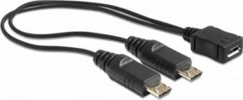 Cablu Delock micro USB B M la 2x micro USB B T 20.5cm Negru 