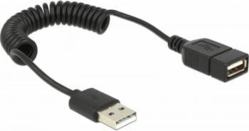 Cablu Delock prelungitor USB 2.0 A T-M spiralat 