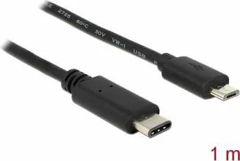Cablu Delock USB 2.0 C tata la microUSB 2.0 tata 1m Negru