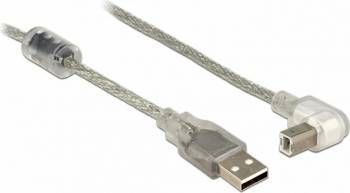 Cablu Delock USB 2.0 tip A-B T-T Unghi 2m Transparent 