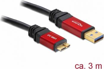 Cablu Delock USB 3.0 la micro USB-B T-T Premium 3m Negru