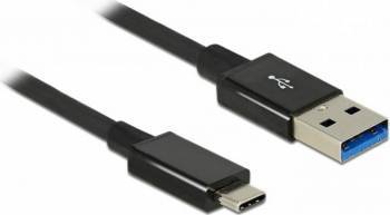 Cablu Delock USB 3.1 tip C la USB-A 1m coaxial Negru 