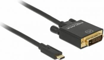 Adaptor Delock USB-C la DVI 24+1 male 4K 30 Hz 2m Negru 