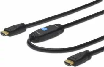 Cablu HDMI 1.4 Assmann HDMI A M-M HighSpeed cu Ethernet și Amplificator 15m Negru