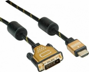 Cablu HDMI la DVI Roline 24+1 pini T-T GOLD 2m 