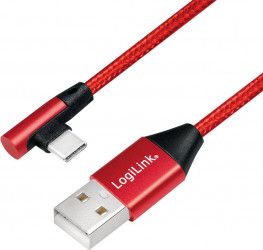 Cablu LogiLink USB Type-A - USB Type-C T-T 90grade 1m Rosu